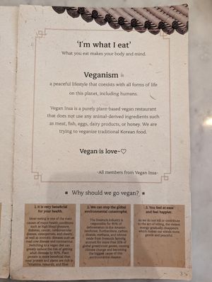 Menu at Vegan Insa - 비건인사 in Seoul
