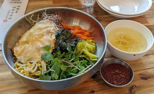 Bibimbap with "egg" at Vegan Insa - 비건인사 in Seoul