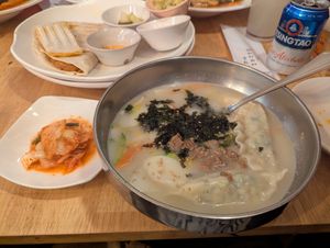 Tteok soup 5/10 didn't like the 'meat' part and too much pepper also should've asked for seaweed to be removed at Vegan Insa - 비건인사 in Seoul