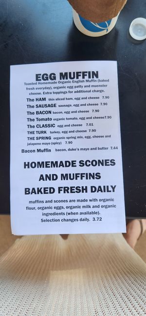 menu at Bean Coffeehouse in Siesta Key