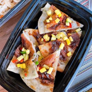 Scallion pancake with mango salsa- my fav thing! at Veggie Fun in Providence