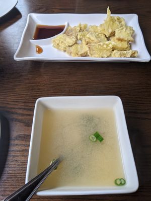 Age-tofu and miso soup at Veggie Fun in Providence