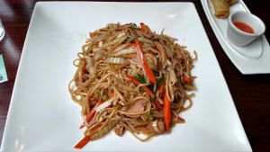 Seitan Lo Mein. so delicious! at Veggie Fun in Providence