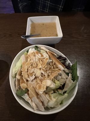 Soy protein salad and miso soup  at Veggie Fun in Providence