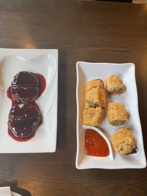 BBQ Seitan and autumn rolls   at Veggie Fun in Providence