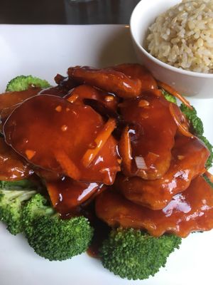 Orange flavored seitan at Veggie Fun in Providence