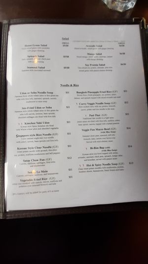 Menu at Veggie Fun in Providence