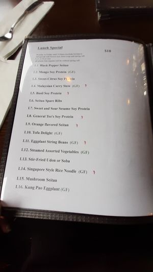 Menu at Veggie Fun in Providence