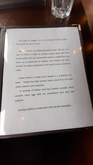 Food information at Veggie Fun in Providence