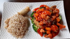 Sweet and sour chicken at Veggie Fun in Providence