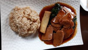 Black pepper seitan at Veggie Fun in Providence