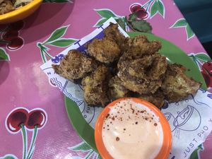 Cauliflower bites with sriracha vegan mayo  at Rice Rice Baby - Grey St in Hamilton