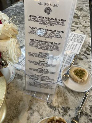 Food menu  at Asali Desserts & Cafe in Cary
