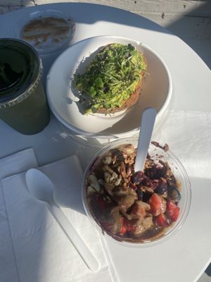 Acai bowl, avocado toast and smoothie!   at Happy Day Juice Co - Southeast in Portland