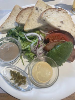 Vegan “panini” with vegan ham  at Malibu Farm  in Zushi