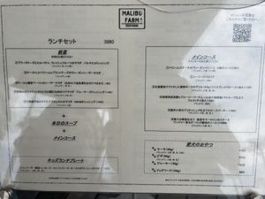 Lunch set menu  at Malibu Farm  in Zushi