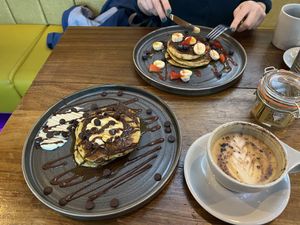 I had some amazing pancakes on my first visit, but when I returned they weren’t very good. Much thinner, quite greasy and the vegan cream tasted kind of strange    at Green Room in Leeds