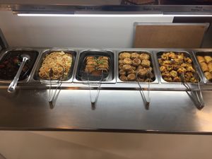 Vegan food in buffet style  at Blissful Healthy Vegan Takeaways in Hamilton