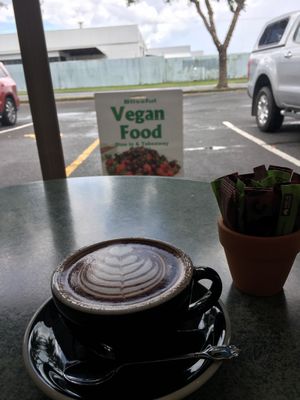 Coffee here available  at Blissful Healthy Vegan Takeaways in Hamilton