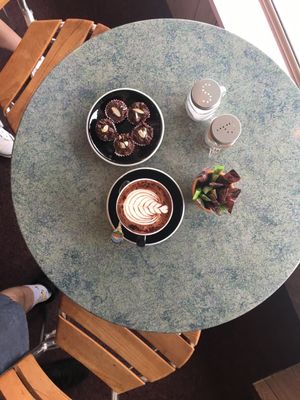 Coconut milk hot Chocolate with coconut and almond fudge  at Blissful Healthy Vegan Takeaways in Hamilton