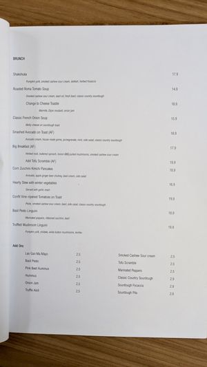 Fully vegan menu as of May 2023 (menu not available online). Brunch at Back to Eden in Central Singapore