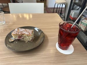 Dessert and hibiscus tea  at Back to Eden in Central Singapore