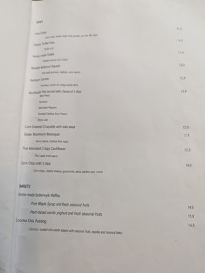 Menu at Back to Eden in Central Singapore