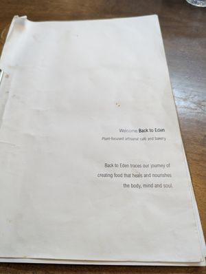 Menu at Back to Eden in Central Singapore