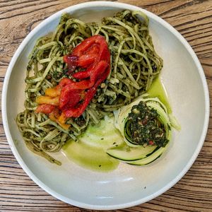 Vegan Basil Pesto Linguini  at Back to Eden in Central Singapore