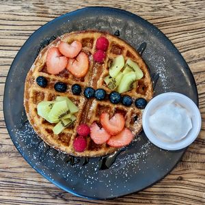Vegan Home-made Buttermylk Waffles at Back to Eden in Central Singapore