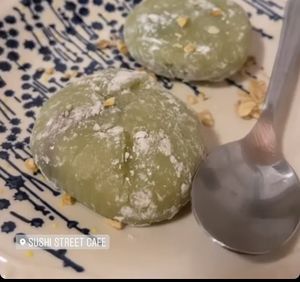 Vegan mochi for dessert  at Sushi Street Café in Marseille