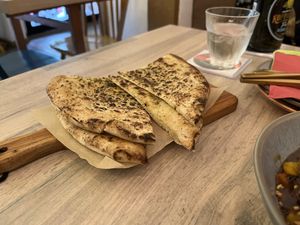 Garlic naan   at Vegan Dhaba in Birmingham