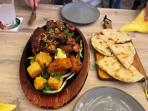 The mixed grill   at Vegan Dhaba in Birmingham