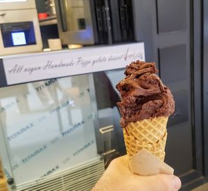 The choco yumminess in a fresh crunchy crisp cone! at Vegan Dalsae 달새는달만생각한다 - Maybe closed in Seoul