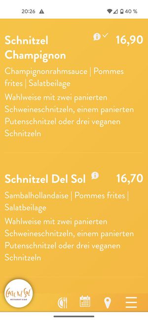 Schnitzel at Cafe Del Sol Köln Hürth in Huerth