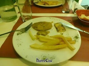 Third Dish In The Menu, Potatoes With Eggplant And Tofu, Very Delicious at Vegania Restaurante in Madrid