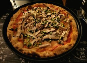 Mushroom galore with pistachio! Best pizza ever! at A Tal da Pizza in Sao Joao Da Madeira