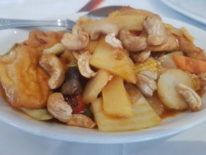Fried bean curd and cashew nuts in szechuan sauce (spicy) at Kam Sang  in Scarborough