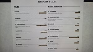 Speisekarte at Hellas Taverna in Untermeitingen