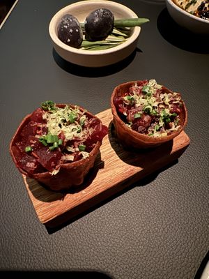 Beet tart  at Maha Restaurant in Melbourne