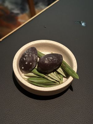 Vegan goats cheese olive  at Maha Restaurant in Melbourne