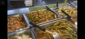 Delicious cooked vegan food   at Tawanthong Restaurant and Shop in Khon Kaen