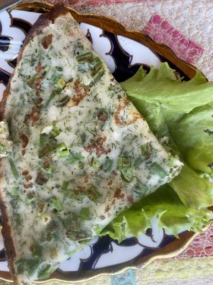 Veg pancake with Scallions  at Art Cafe Norgis in Samarkand