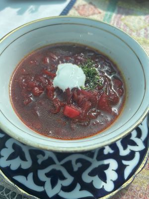 Despite explaining no sour cream with Google translate, I got sour cream. They did swap the dish for a new one though   at Art Cafe Norgis in Samarkand