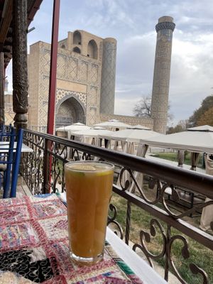 Fruit drink made from plums  at Art Cafe Norgis in Samarkand