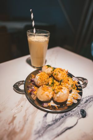Badam Milk and Dahi Poori at Veg Nation  in Utrecht