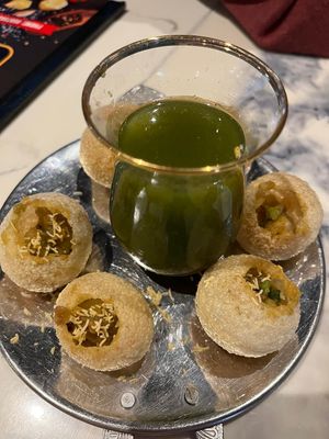 Pani puri, water was perfectly tangy!  at Veg Nation  in Utrecht