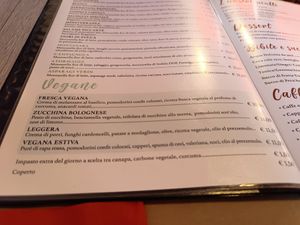 Menu vegan pizza 4 type at Sapori di Casa in Bologna