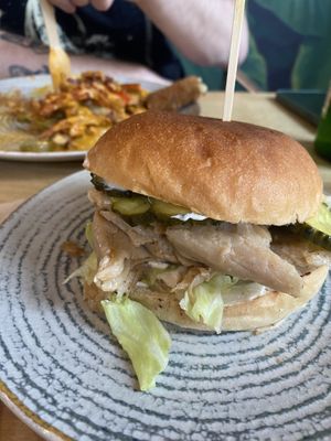 The not chicken burger! Delicious!!  at Street Food in Sofia