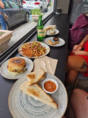 Loaded fries, burger, melt sandwich, mozarella sticks at Street Food in Sofia